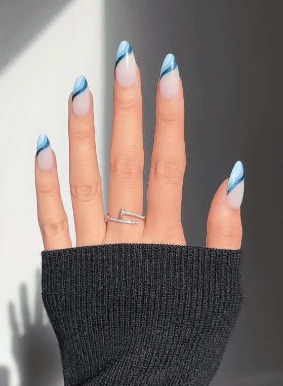 Icy Blue French Tips for Winter