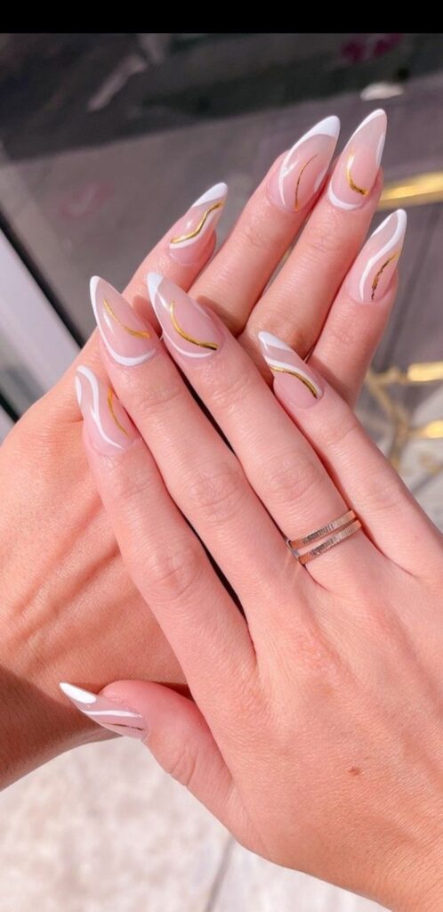 swirly French Tips nail