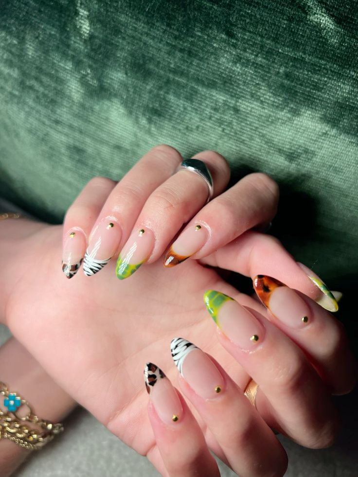 Animal Print French Tips nail