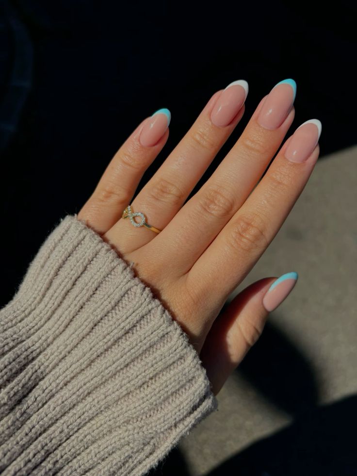 Classic Light Blue French Tips nails