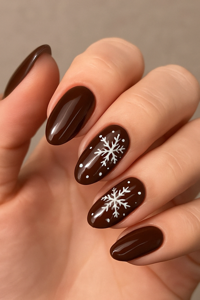 Chocolate Brown with Snowflakes