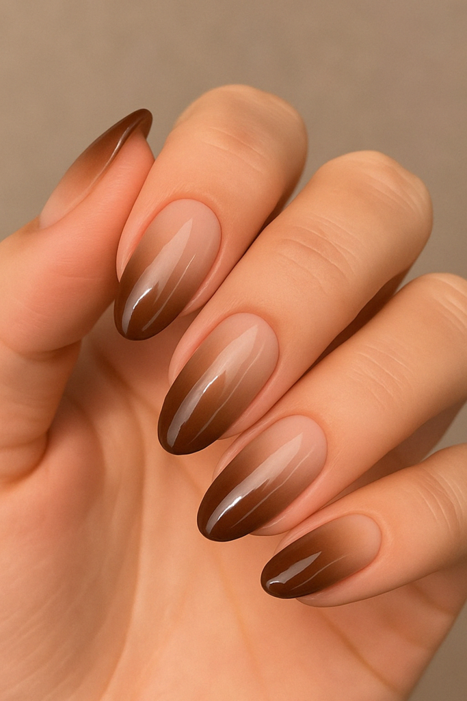 Nude to Brown Ombre nails
