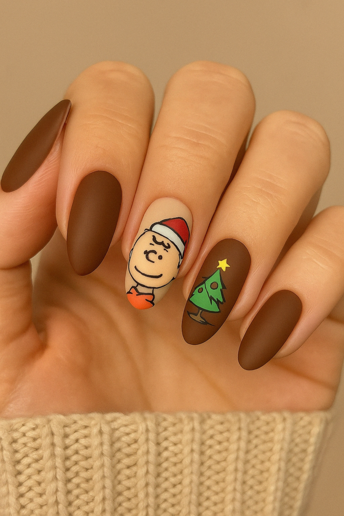Charlie Brown Christmas Nail Art