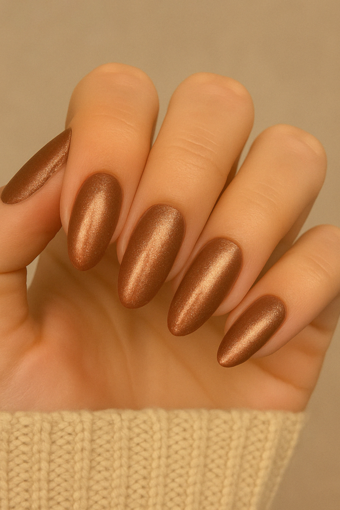 Shimmery Bronze Nails