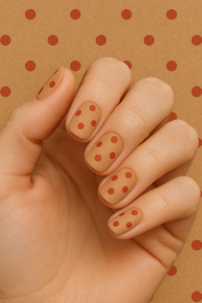 Simple Brown with Red Dots nail