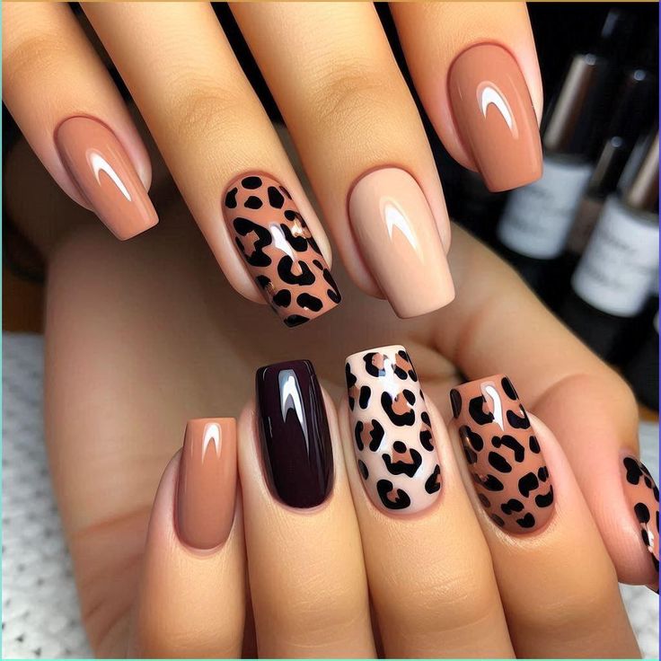 Leopard Print with Brown Base nail