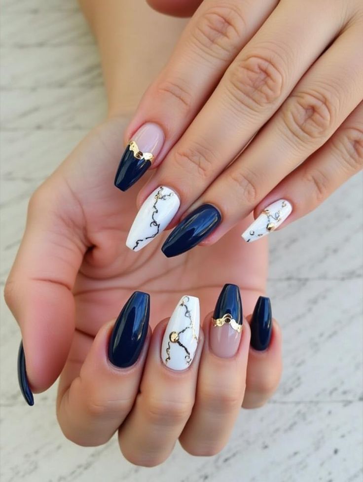 Navy and White Geometric Shapes