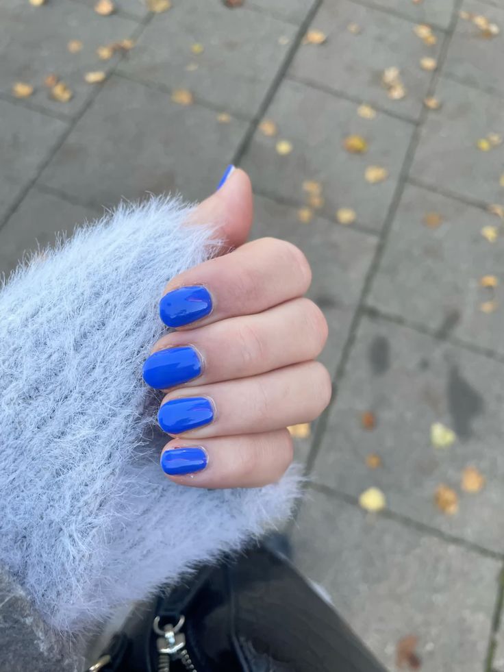 Navy Nails with a Neon Accent