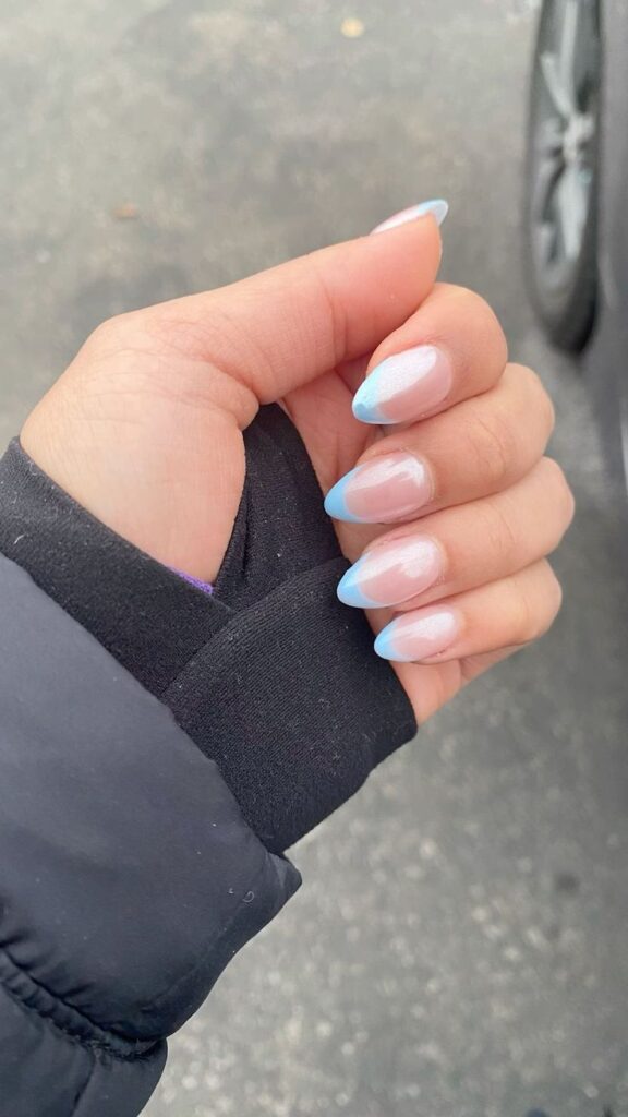Blue Chrome French Tips