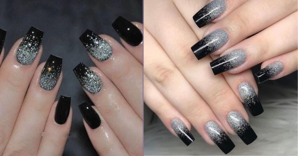  Black and Silver Glitter Gradient