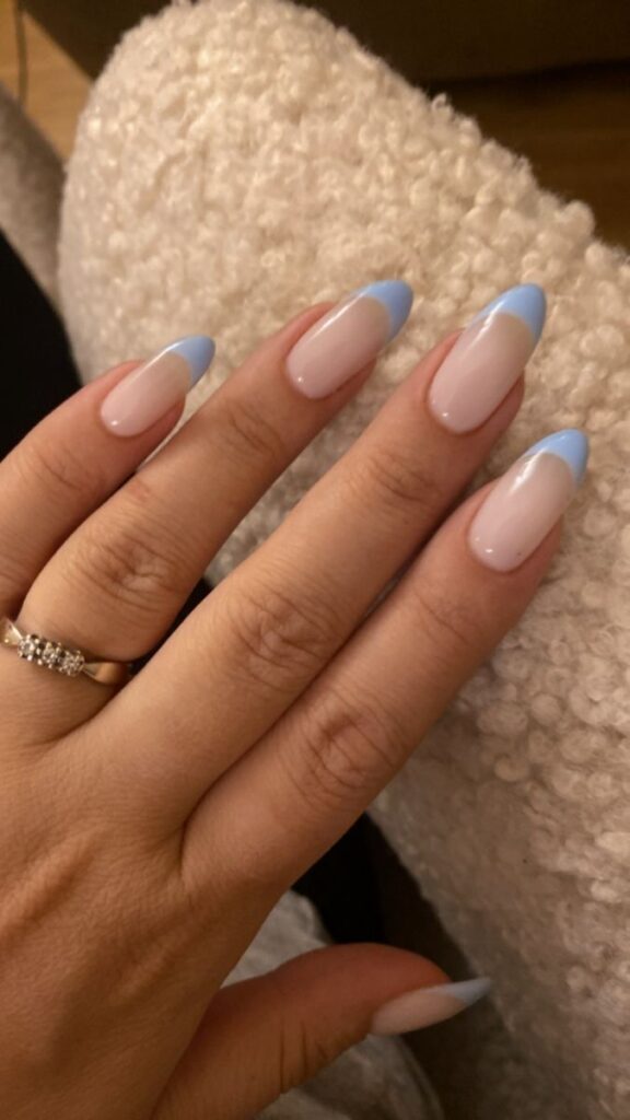 Matte Light Blue French Tip Nails