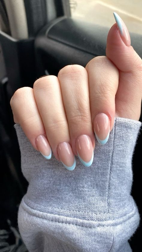 Sky Blue French Tips nail