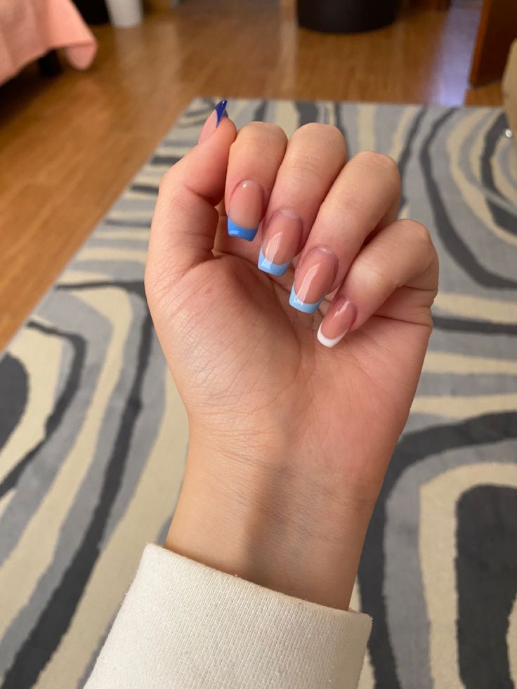 Glitter Ombre Blue French Tips