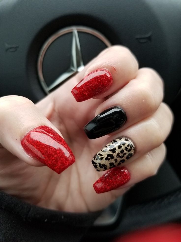 Dark Red with Leopard Print