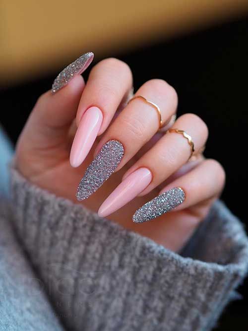 Pink and Silver Nails