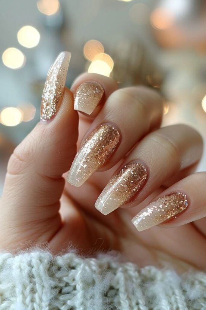 White and Gold Glitter Gradient