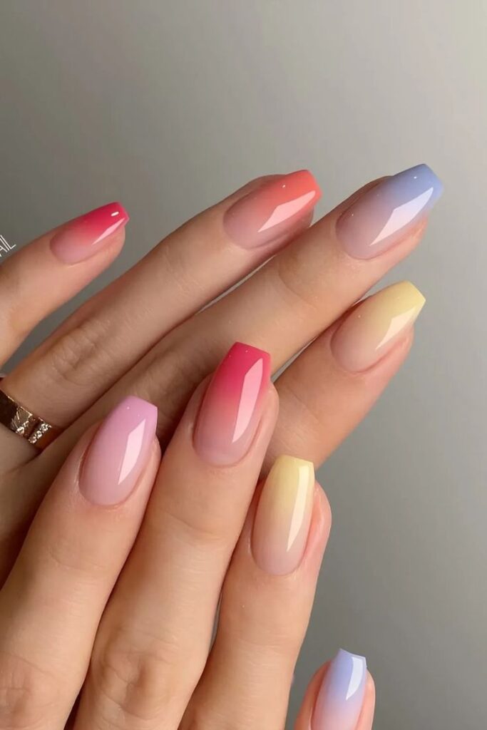 Pastel Gradient Nails for a Soft Transition
