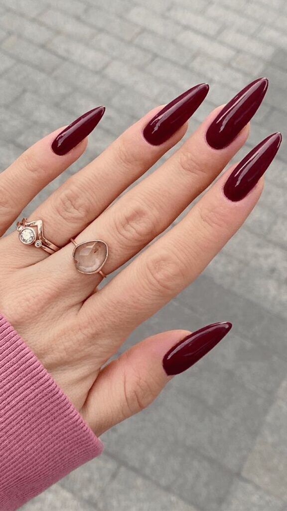 Classic Dark Red Nails