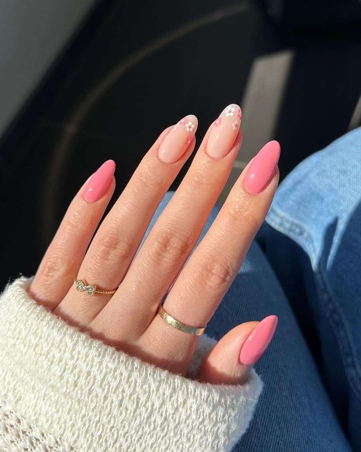Pink Floral Nails