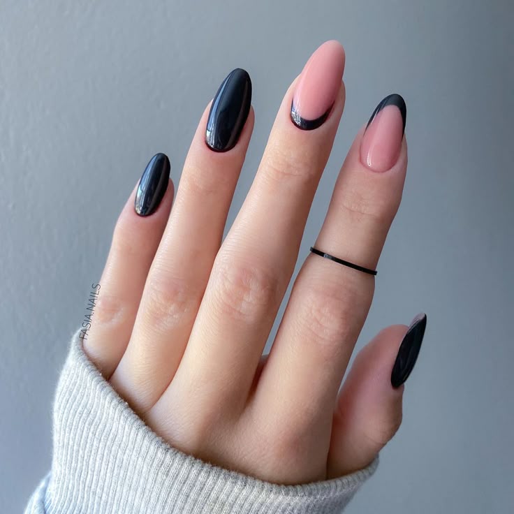Pink and Black Nails