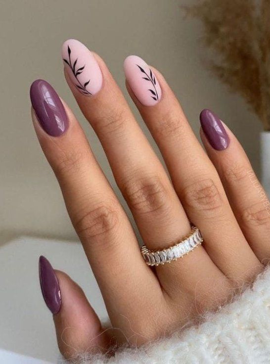 Mauve Nails with Design