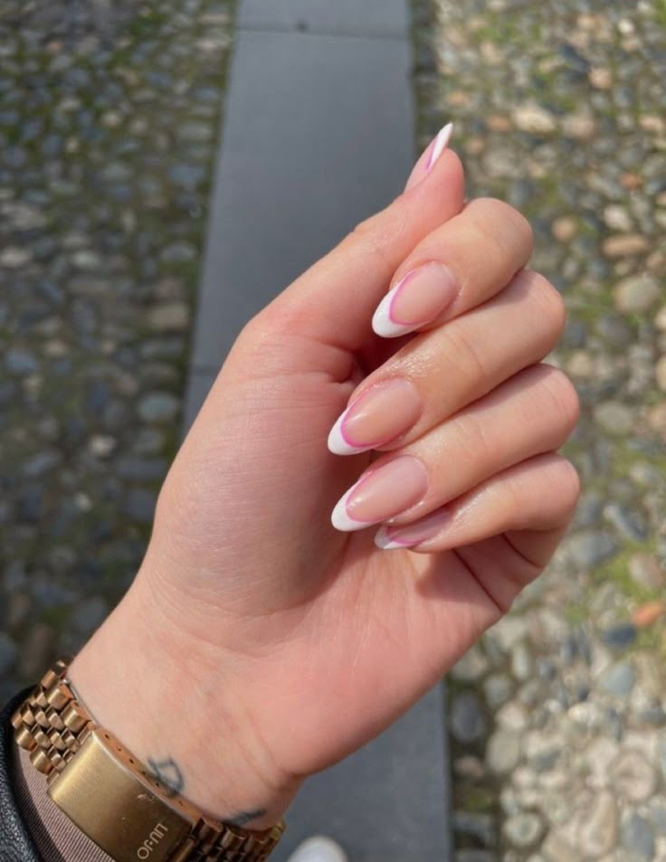 Pink and White French Tips