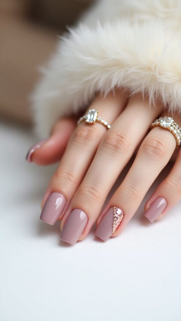 Rose Gold Mauve Nails