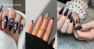Black Nails with Gold Leaf