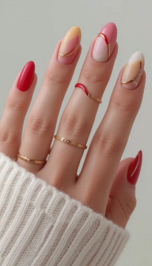 Abstract Art Almond Nails