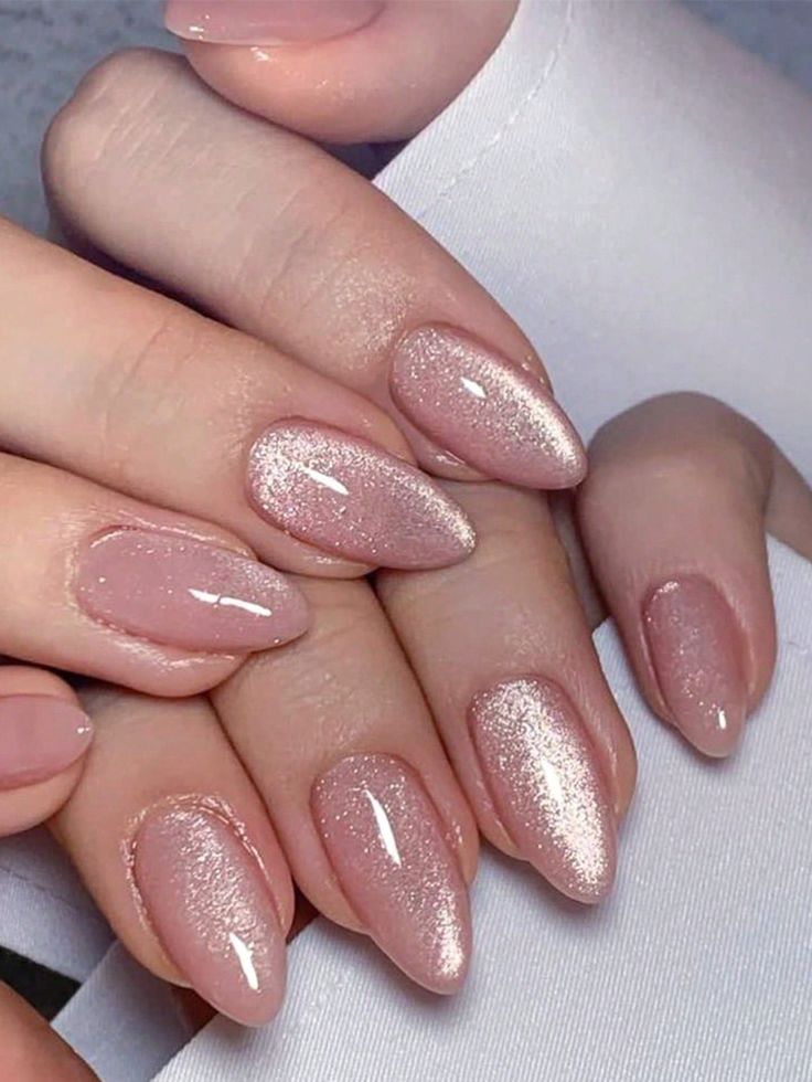 Glitter Almond Nails