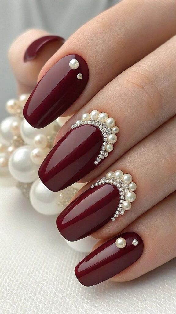 Dark Red with Rhinestones
