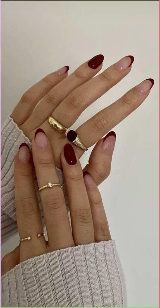 Dark Red French Tips