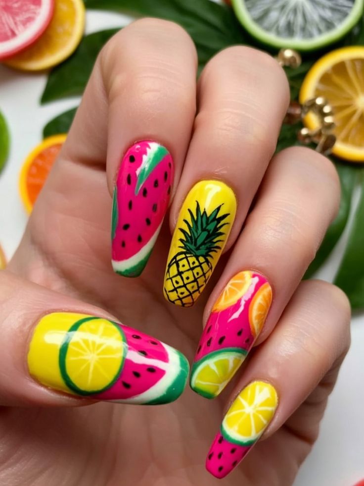 Tropical Fruit Nail Designs