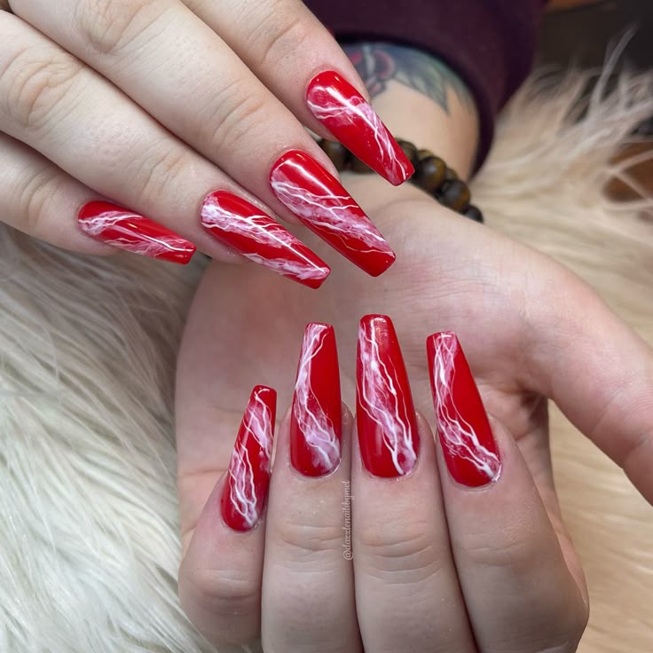 Red Marble Nails