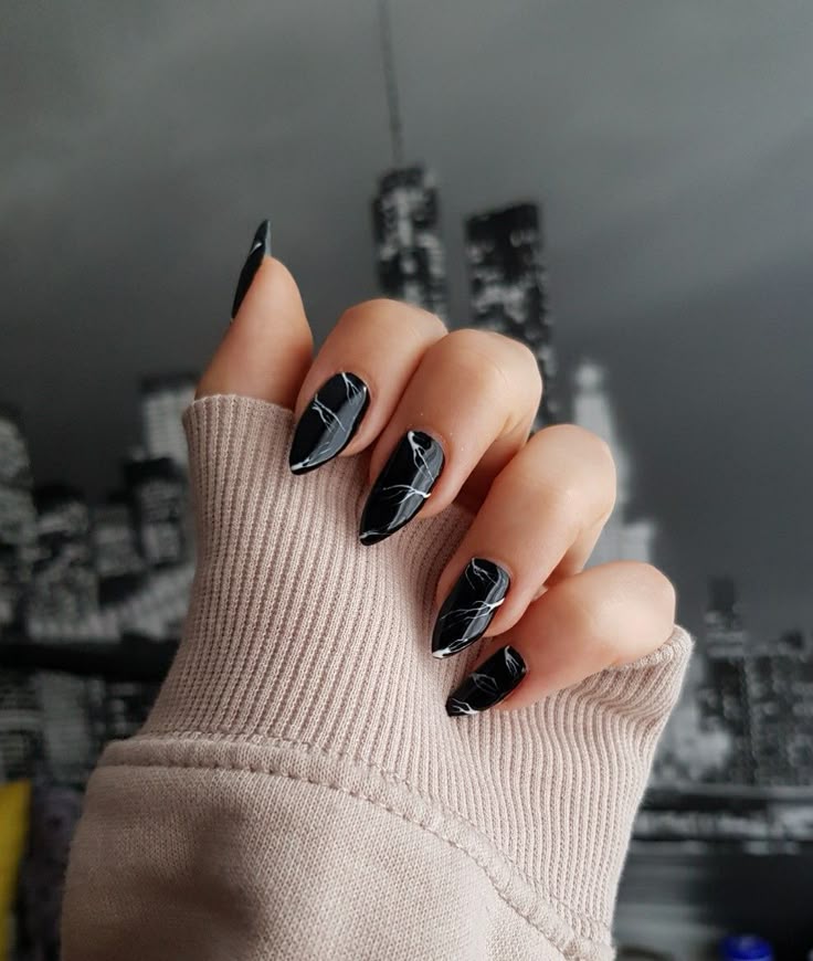 Black Marble Nails
