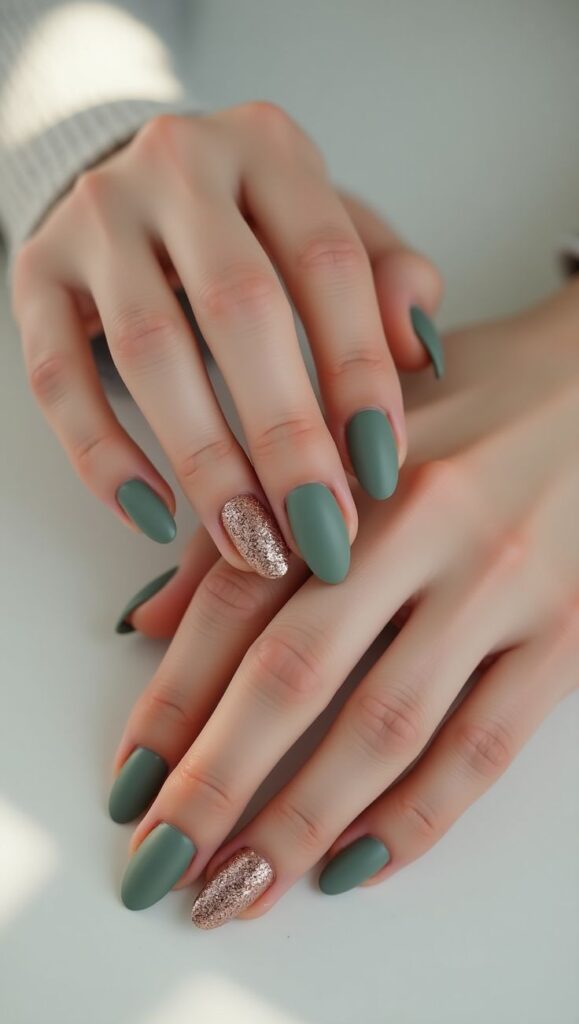 Matte Sage Green Nails
