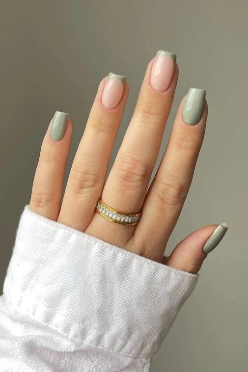 Sage Green French Tips