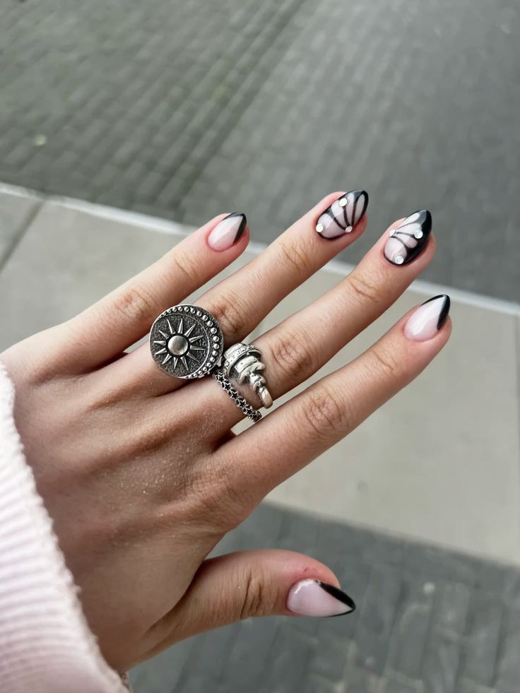 Black Negative Space Nails