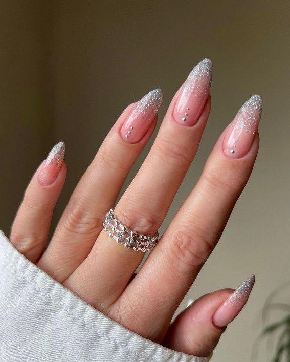 Ombre Glitter Almond Nails