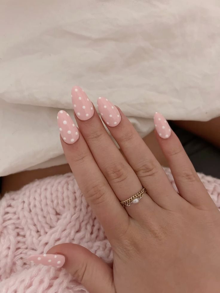 Pink Polka Dot Nails