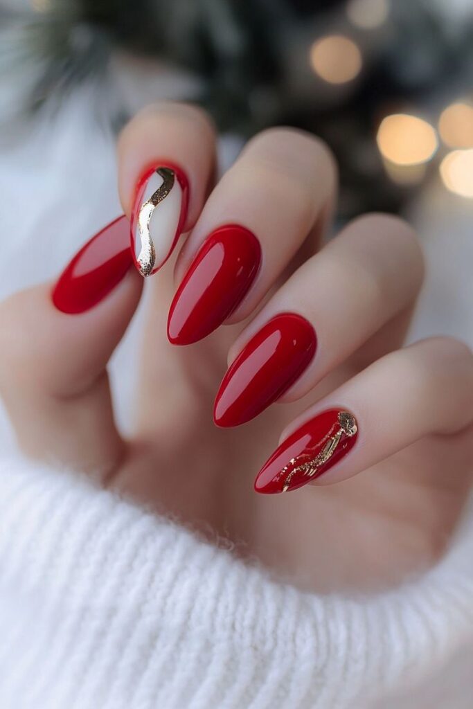 Red and Gold Nail Art