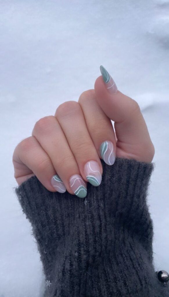 Negative Space Sage Green Nails