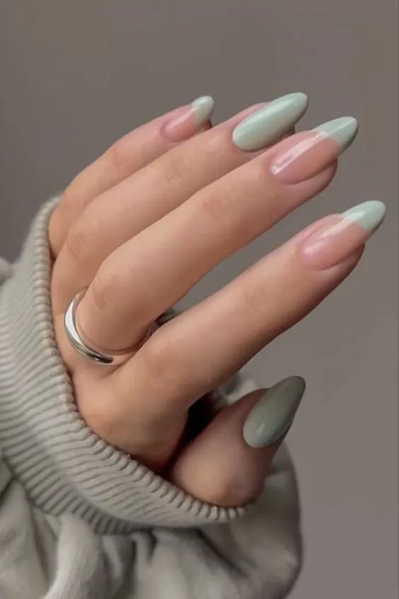 Sage Green Ombre Nails