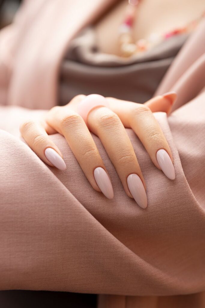Simple Nude Almond Nails