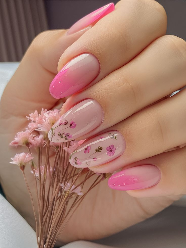 Floral Watercolor Nails for a Soft and Dreamy Effect