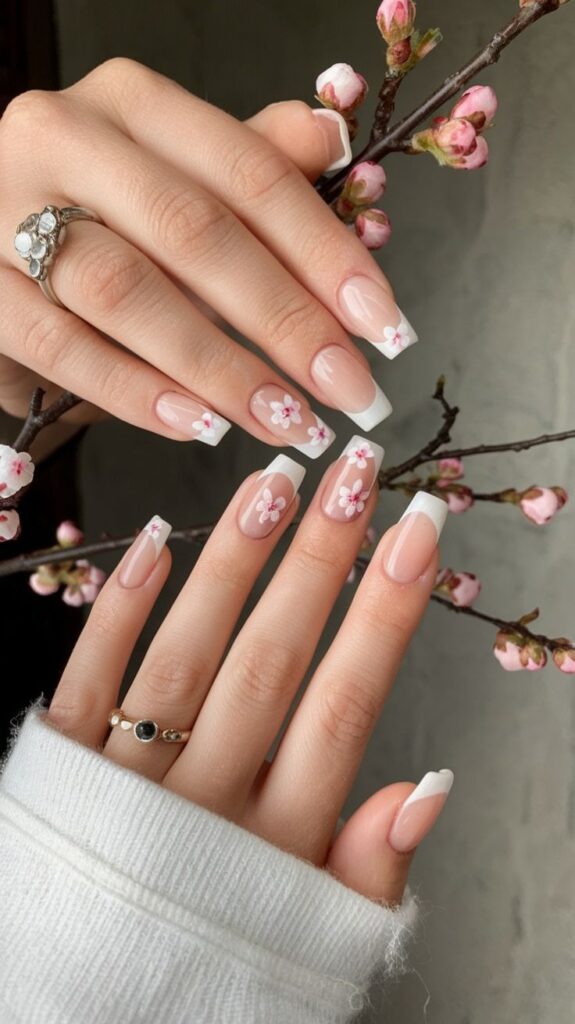 Floral French Tips for a Cute Spring Look