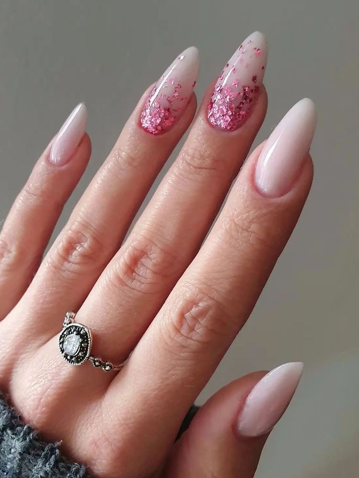 Pink Glitter Nails