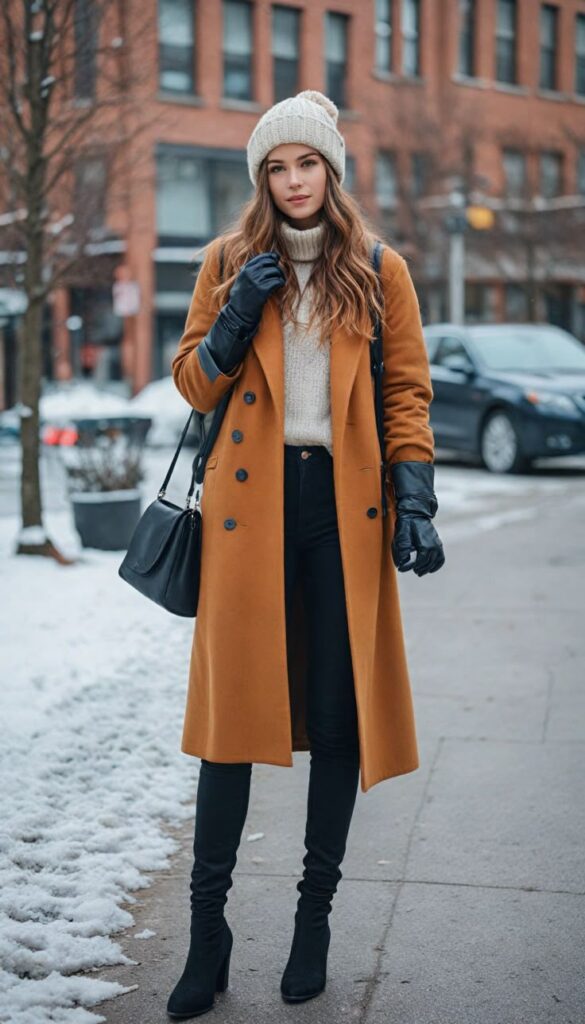 Wool Coat and Leather Boots