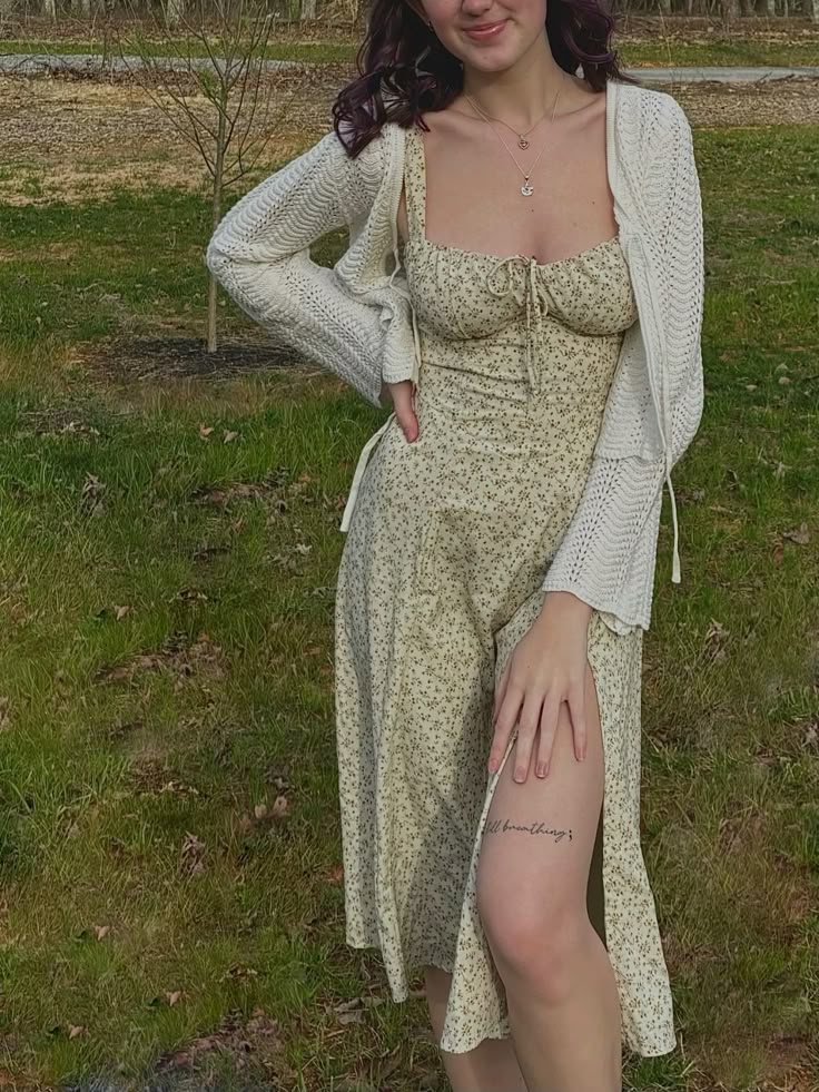 Romantic Coquette Dress with a Cardigan