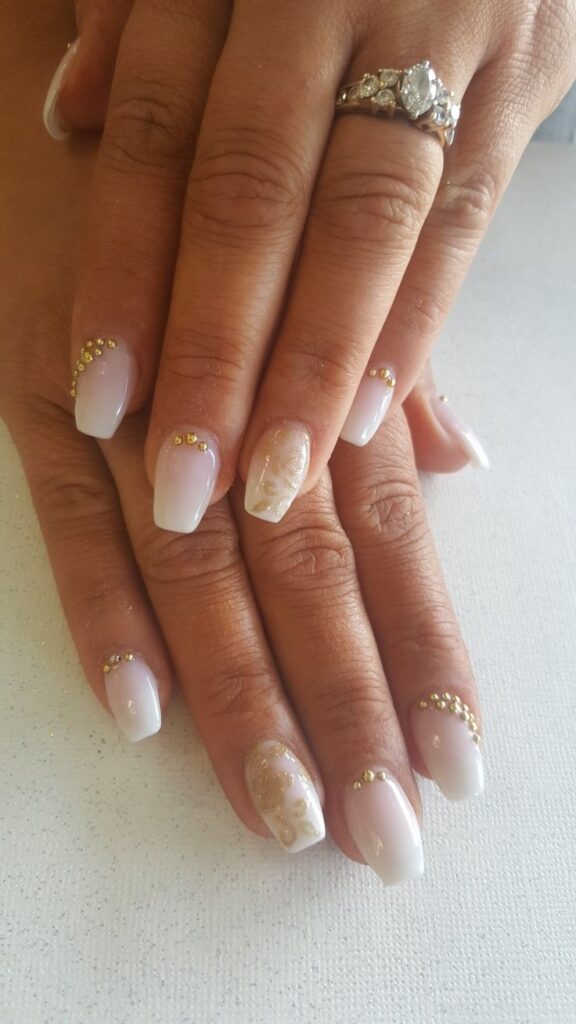 White and Gold Ombre Nails